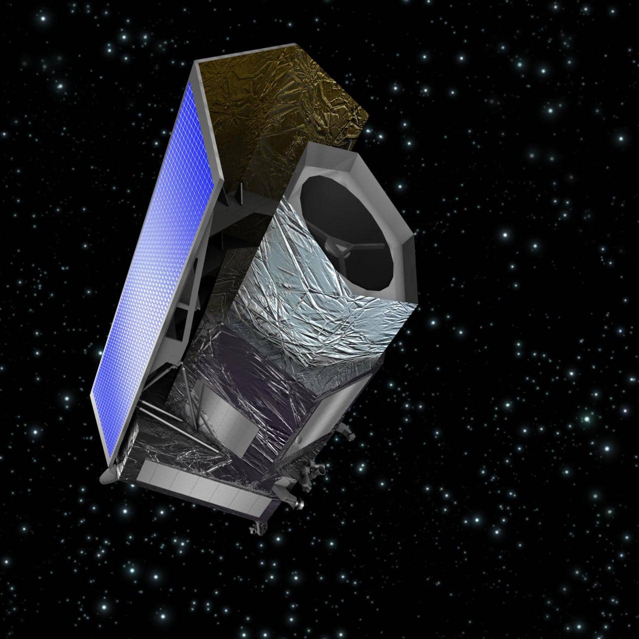 Rappresentazione artistica del telescopio spaziale Euclid nello spazio