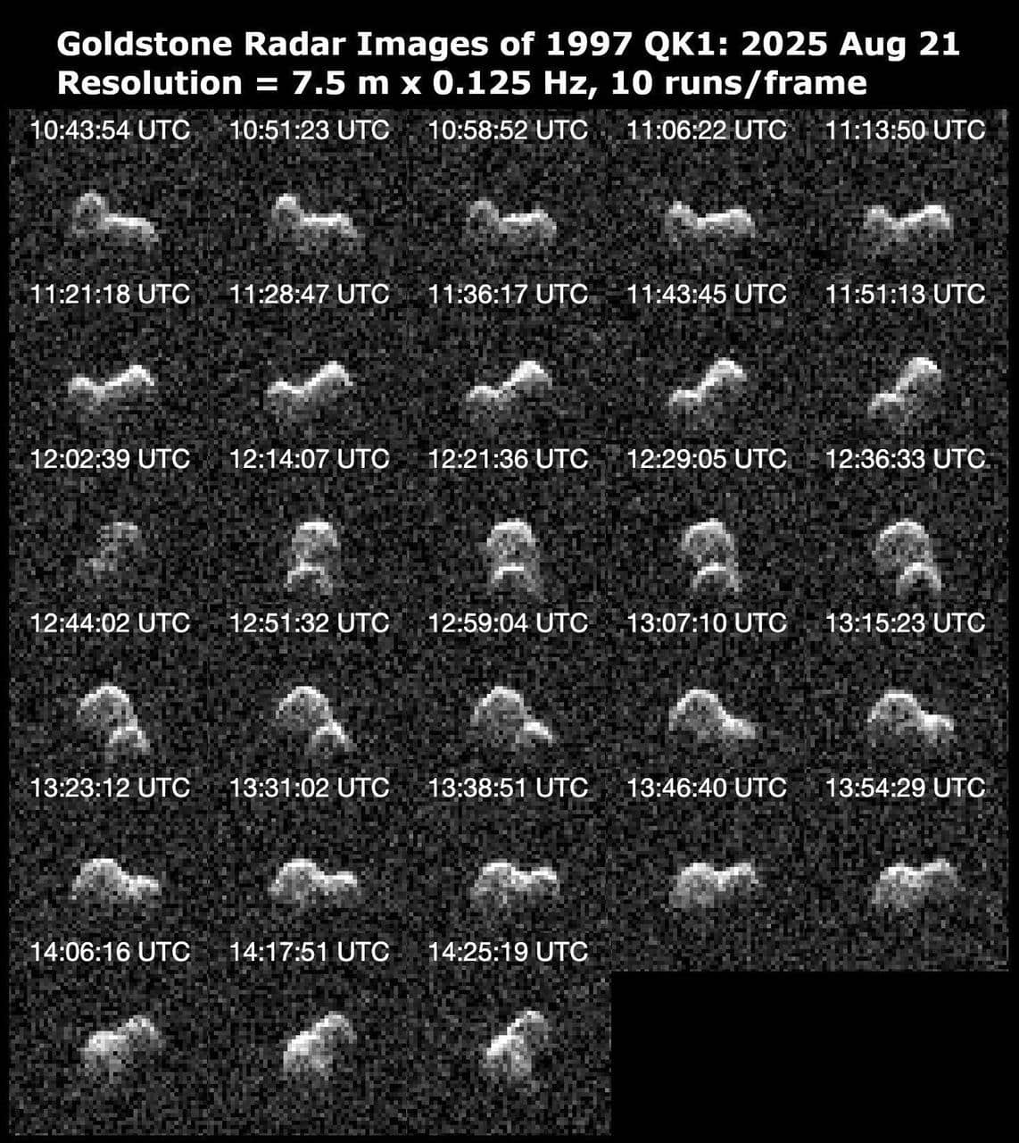 Immagine radar di un asteroide vicino alla Terra ripreso da un'antenna planetaria della NASA