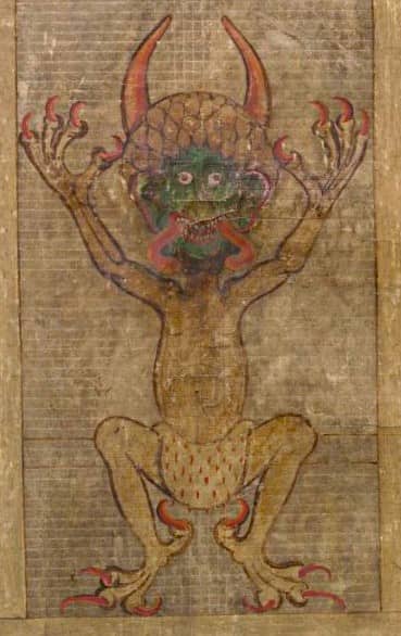 Il ritratto a piena pagina del diavolo nel Codex Gigas, la Bibbia del Diavolo