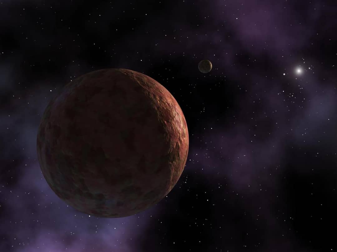 Concezione artistica di un corpo planetario ghiacciato nelle regioni remote del Sistema Solare