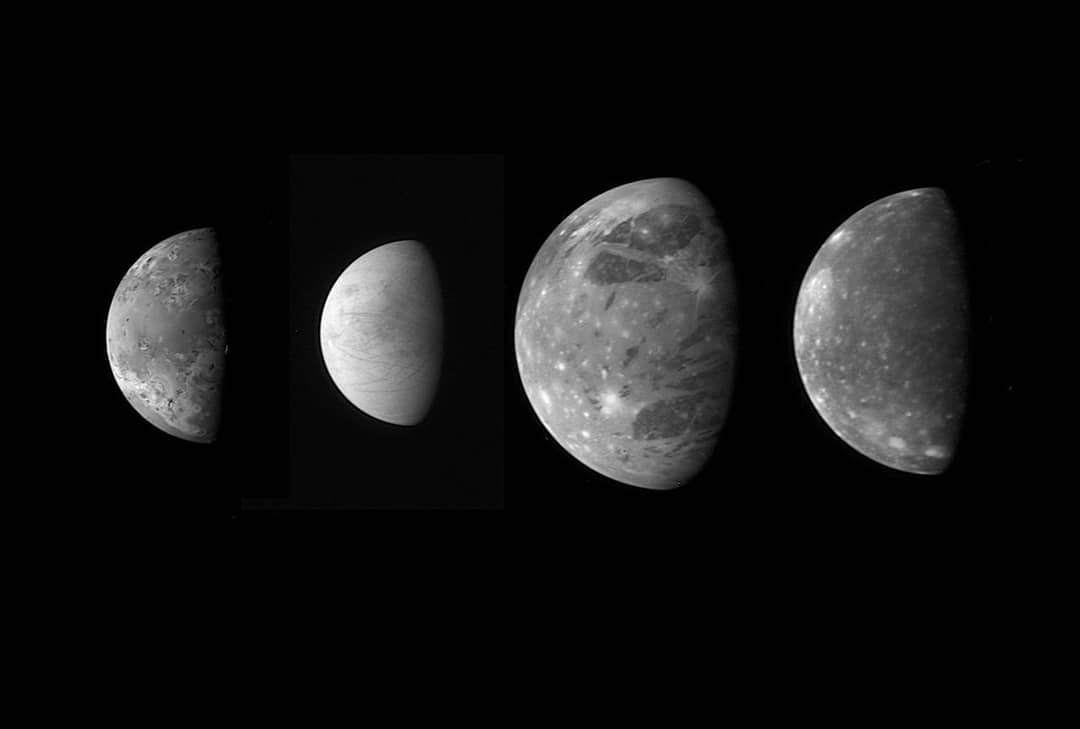 Ritratto di famiglia delle quattro lune galileiane di Giove