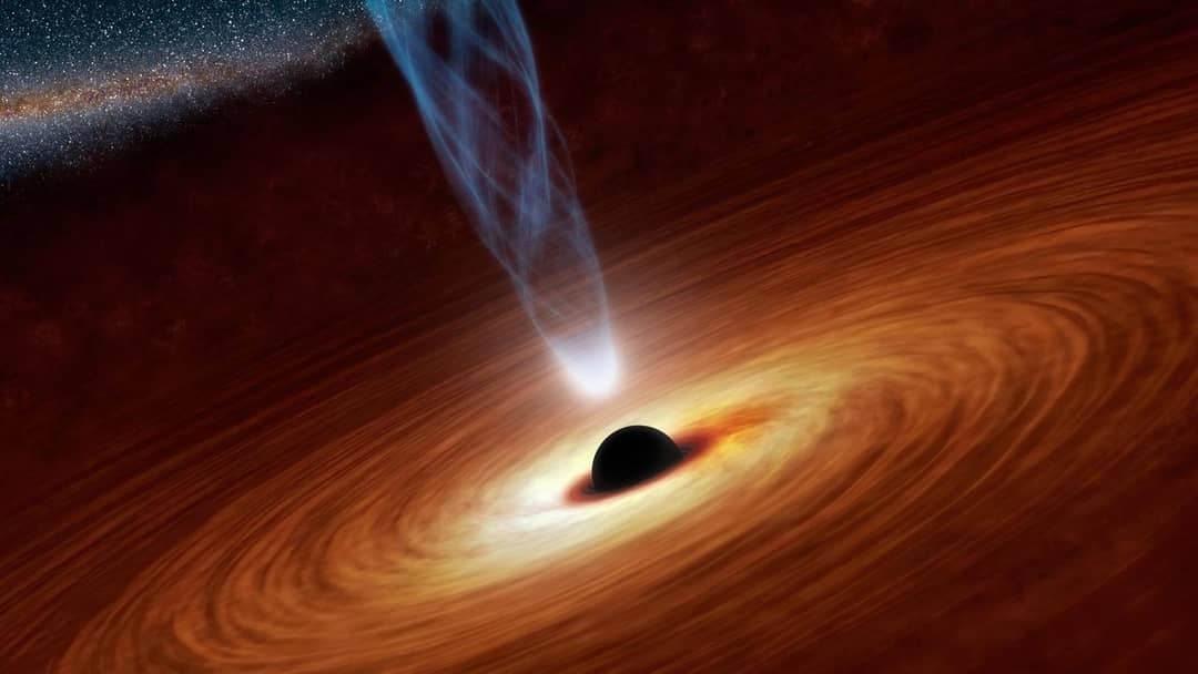 Concezione artistica di un buco nero che distorce lo spazio circostante