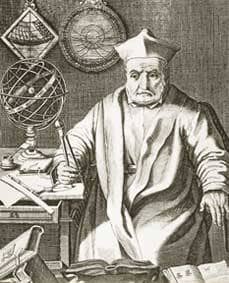 Incisione che raffigura Christopher Clavius al lavoro con strumenti astronomici