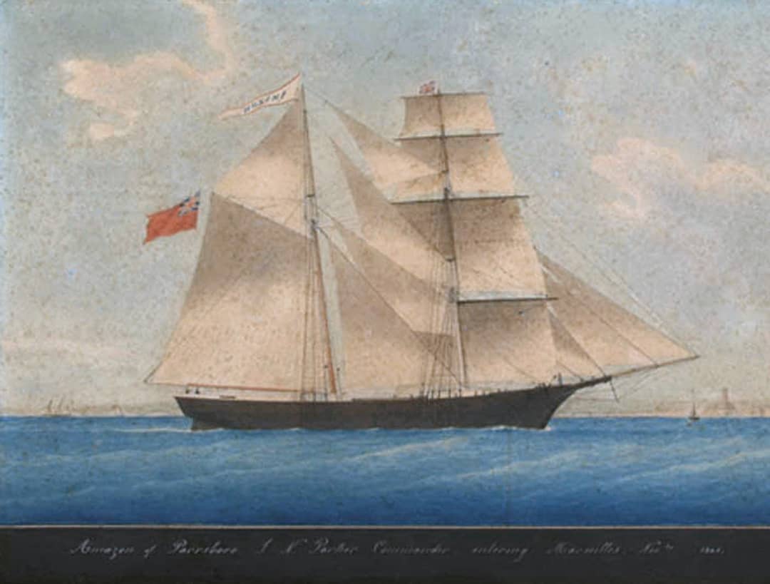 Dipinto del brigantino quando si chiamava Amazon, nel 1861