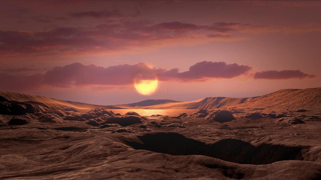 Illustrazione artistica di un esopianeta roccioso simile alla Terra che orbita una stella distante
