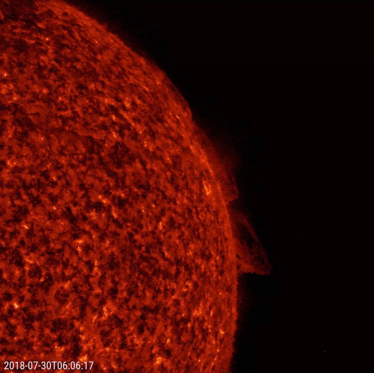 Protuberanze e attività magnetica sulla superficie del Sole riprese dallo spazio
