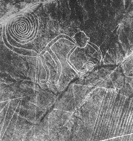 Il geoglifo della scimmia di Nazca visto dall'alto