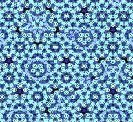 Pattern di diffrazione elettronica di un quasi-cristallo con simmetria a cinque assi di rotazione