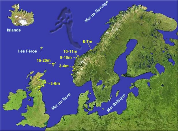 Mappa della zona della frana sottomarina di Storegga al largo della costa norvegese