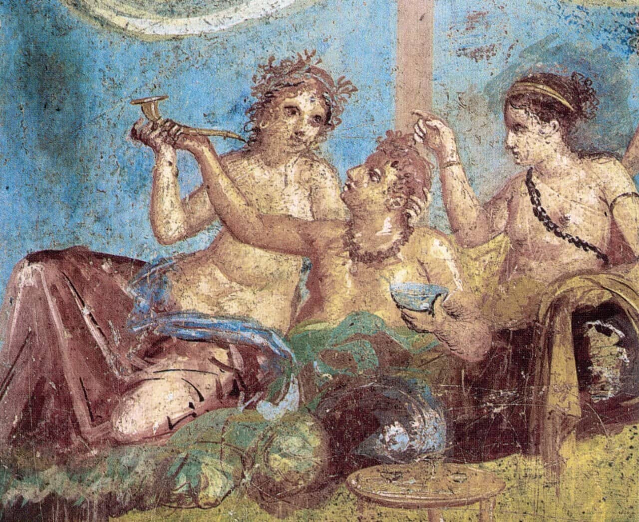 Affresco con scena di banchetto dalla Casa dei Casti Amanti a Pompei