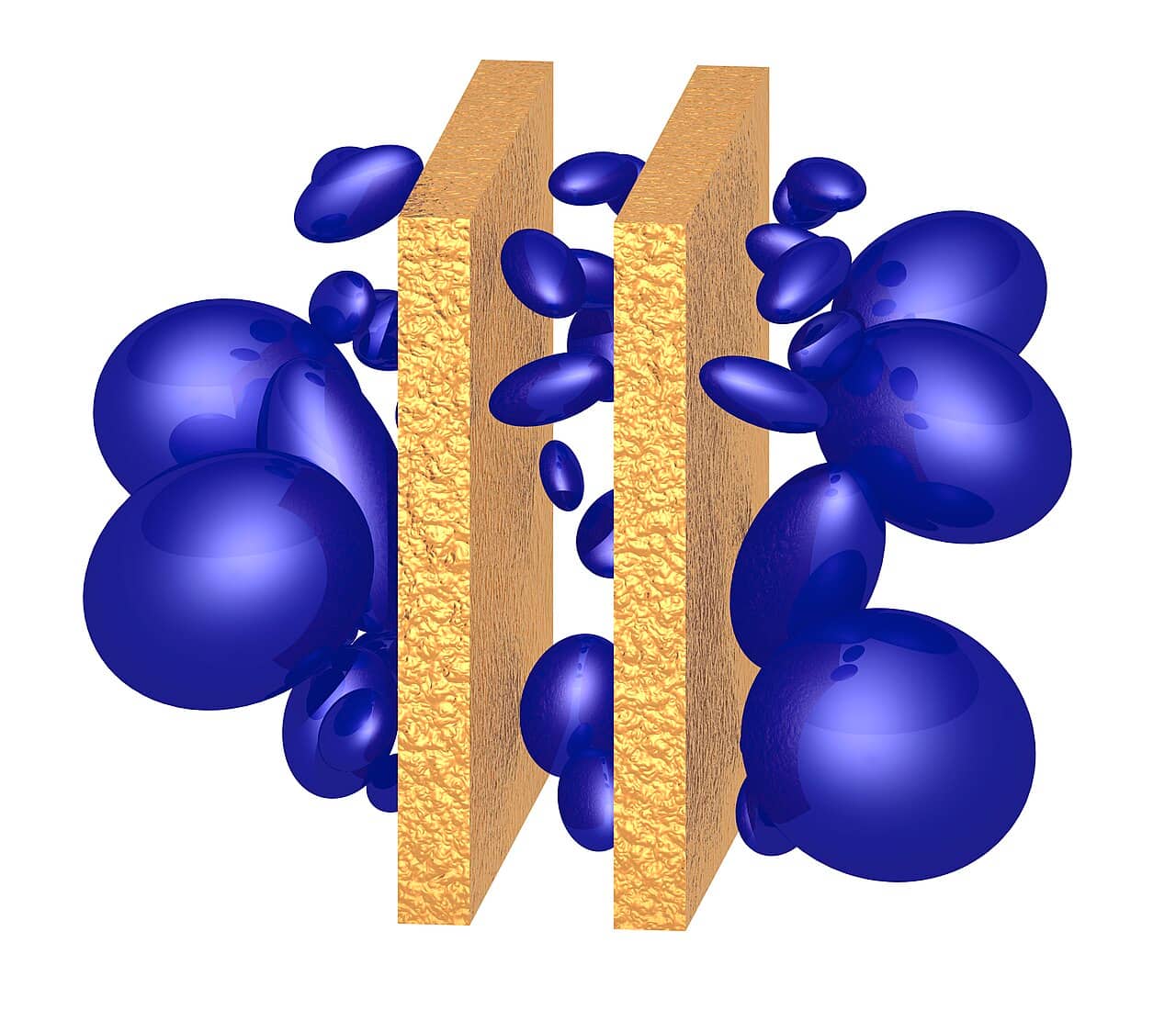 Rappresentazione 3D dell'effetto Casimir fra due piastre d'oro immerse nelle fluttuazioni del vuoto quantistico